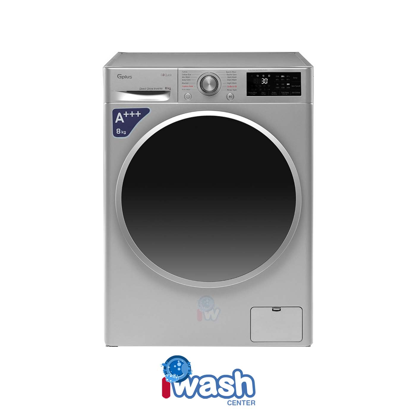ماشین لباسشویی 8 کیلویی جی پلاس مدل GWM-L807S نقره ای