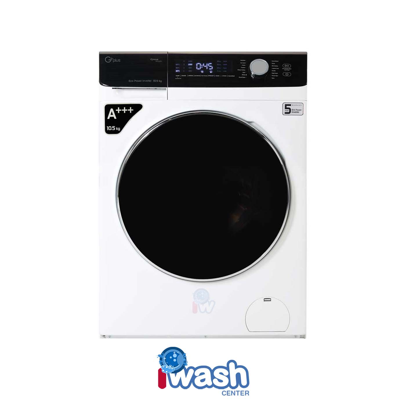 ماشین لباسشویی 10/5 کیلویی جی پلاس مدل GWM-P104W سفید