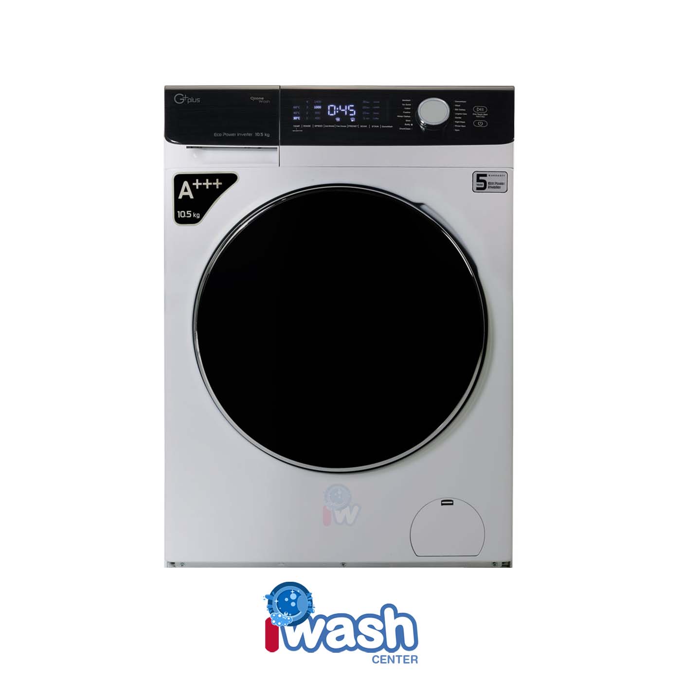 ماشین لباسشویی 10/5 کیلویی جی پلاس مدل GWM-P104T تیتانیوم