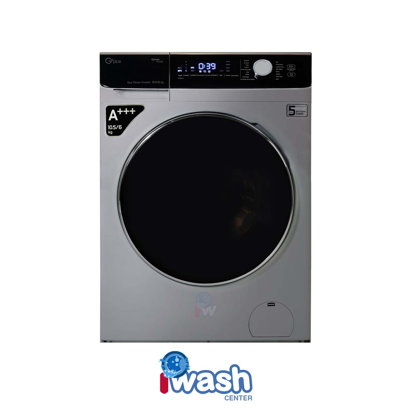 ماشین لباسشویی 10/5 کیلویی جی پلاس مدل GWM-P105T تیتانیوم