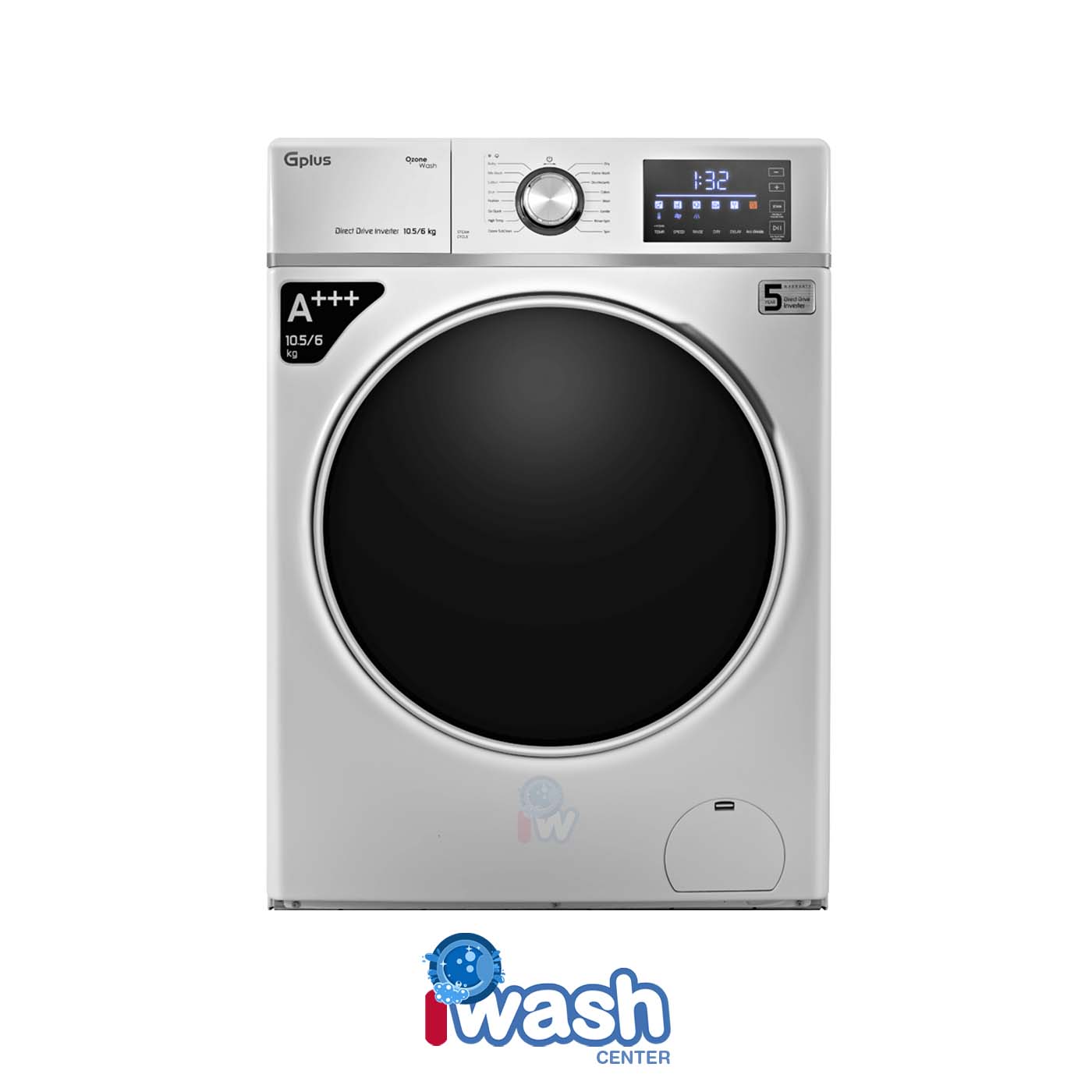 ماشین لباسشویی 10/5 کیلویی جی پلاس مدل GWM-PD107W سفید