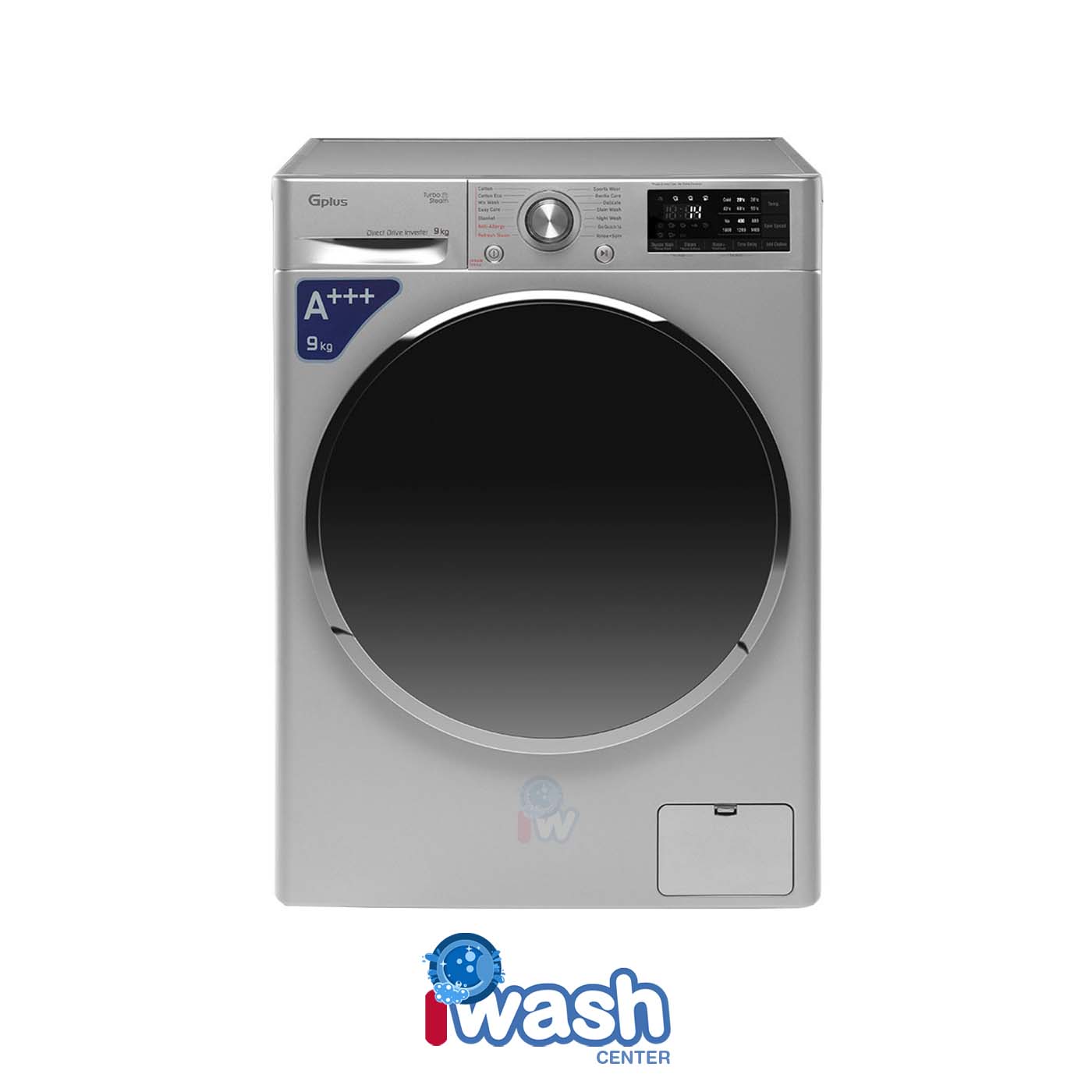 ماشین لباسشویی 9 کیلویی جی پلاس مدل GWM-M990S نقره ای
